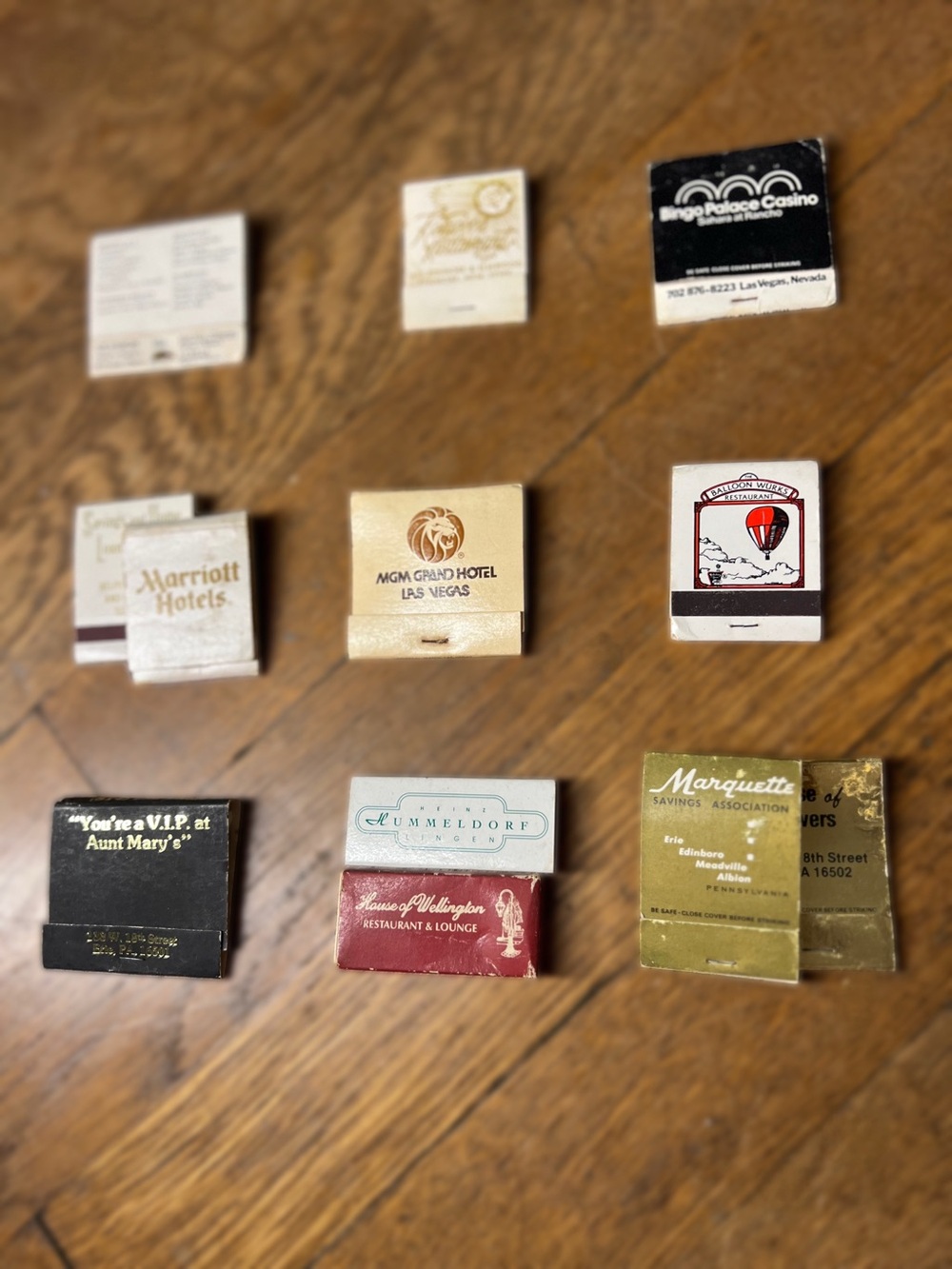 Assorted Vintage Matchbooks Collection - MGM Grand Hotel Gold & Mixed Colors